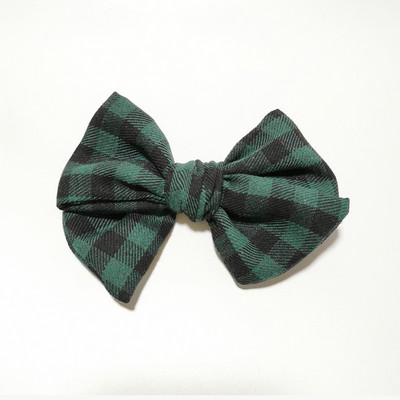 Ručne viazané sponky do vlasov z kockovanej látky Buffalo, roztomilé detské vlasové doplnky, mašľa s veterníkom, aligáto, dievčenské sponky do vlasov