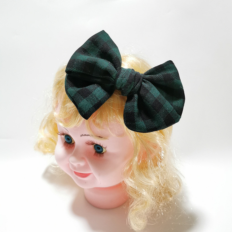 Ručne viazané sponky do vlasov z kockovanej látky Buffalo, roztomilé detské vlasové doplnky, mašľa s veterníkom, aligáto, dievčenské sponky do vlasov