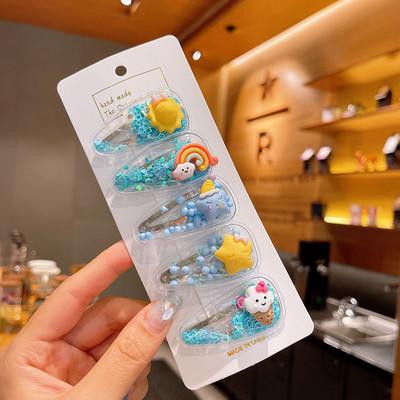 5 vnt. / rinkinys Saulėti vaikų greito smėlio plaukų segtukai Mieli mergaičių kirpčiukai BB segtukai vaisiai gėlės saldainiai karūna Barrettes madingi galvos apdangalai