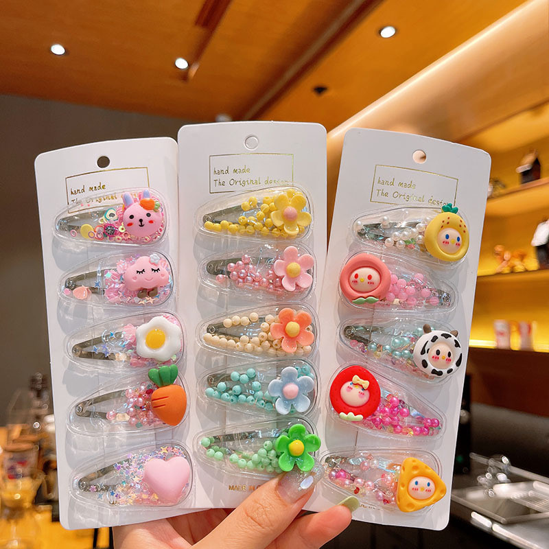 5 vnt. / rinkinys Saulėti vaikų greito smėlio plaukų segtukai Mieli mergaičių kirpčiukai BB segtukai vaisiai gėlės saldainiai karūna Barrettes madingi galvos apdangalai