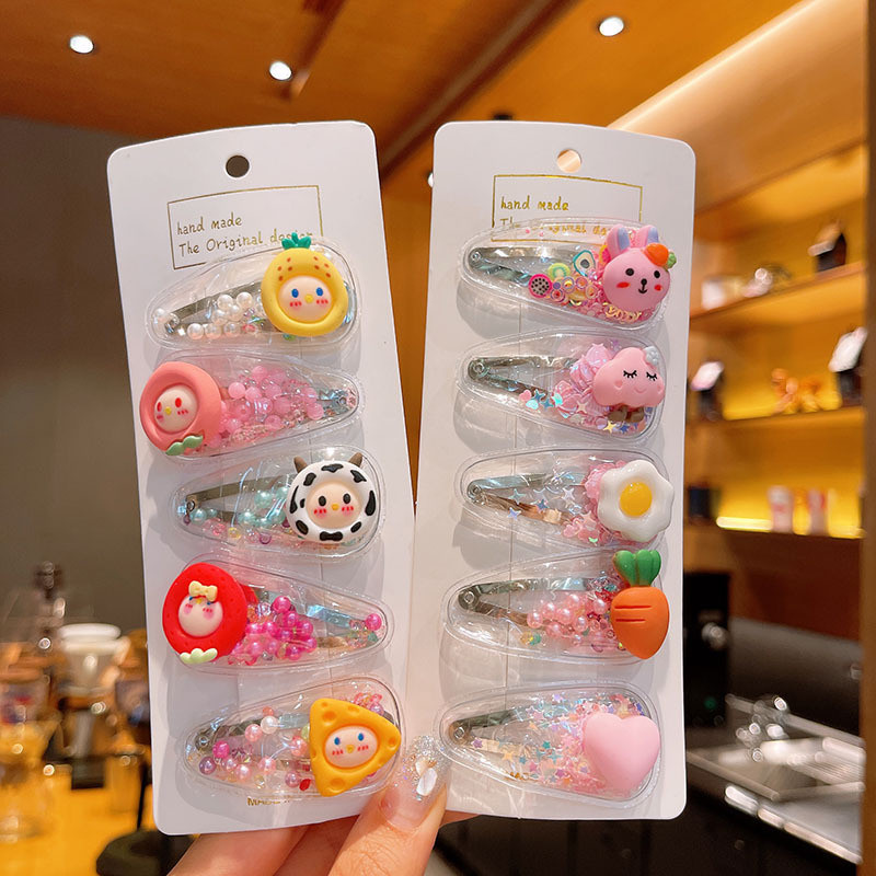 5 vnt. / rinkinys Saulėti vaikų greito smėlio plaukų segtukai Mieli mergaičių kirpčiukai BB segtukai vaisiai gėlės saldainiai karūna Barrettes madingi galvos apdangalai