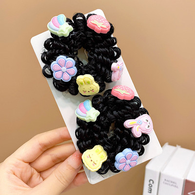 1 pár dievčenských roztomilých kreslených kvetinových ovocných mašličiek s pentagramom, detských vlasových krúžkov s gumičkou, čelenky s láskou a lanom