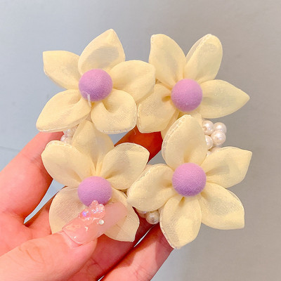 1 pár dievčenských roztomilých kreslených kvetinových ovocných mašličiek s pentagramom, detských vlasových krúžkov s gumičkou, čelenky s láskou a lanom