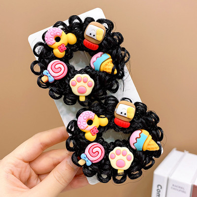 1 pár dievčenských roztomilých kreslených kvetinových ovocných mašličiek s pentagramom, detských vlasových krúžkov s gumičkou, čelenky s láskou a lanom