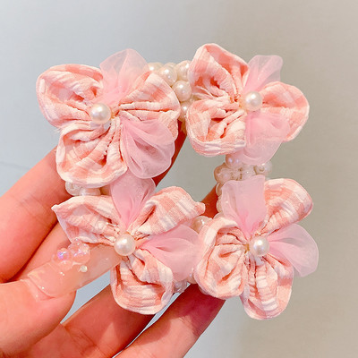 1 pár dievčenských roztomilých kreslených kvetinových ovocných mašličiek s pentagramom, detských vlasových krúžkov s gumičkou, čelenky s láskou a lanom