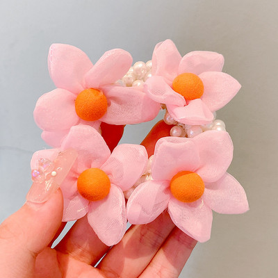 1 pár dievčenských roztomilých kreslených kvetinových ovocných mašličiek s pentagramom, detských vlasových krúžkov s gumičkou, čelenky s láskou a lanom