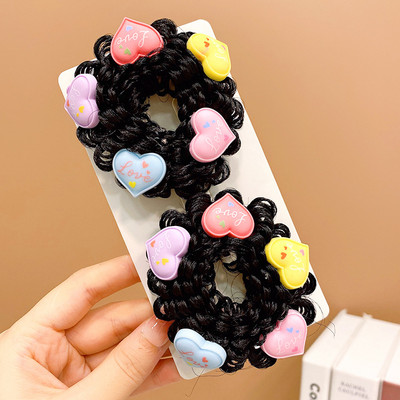 1 pár dievčenských roztomilých kreslených kvetinových ovocných mašličiek s pentagramom, detských vlasových krúžkov s gumičkou, čelenky s láskou a lanom