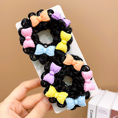 1 pár dievčenských roztomilých kreslených kvetinových ovocných mašličiek s pentagramom, detských vlasových krúžkov s gumičkou, čelenky s láskou a lanom