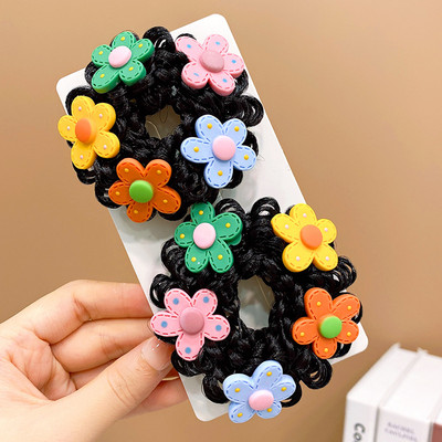 1 pár dievčenských roztomilých kreslených kvetinových ovocných mašličiek s pentagramom, detských vlasových krúžkov s gumičkou, čelenky s láskou a lanom