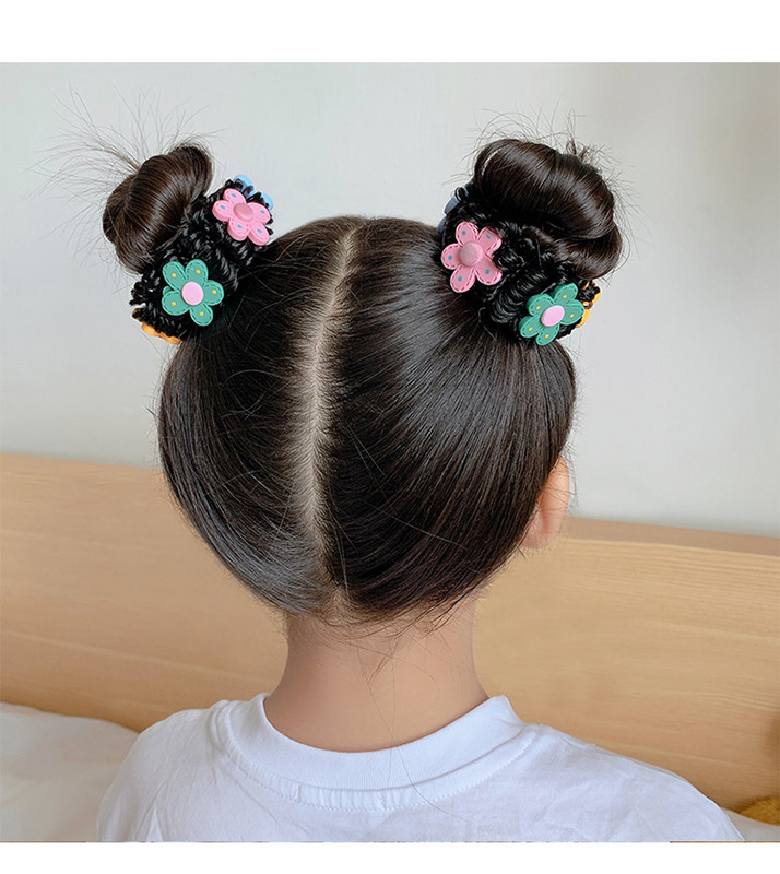 1 pár dievčenských roztomilých kreslených kvetinových ovocných mašličiek s pentagramom, detských vlasových krúžkov s gumičkou, čelenky s láskou a lanom