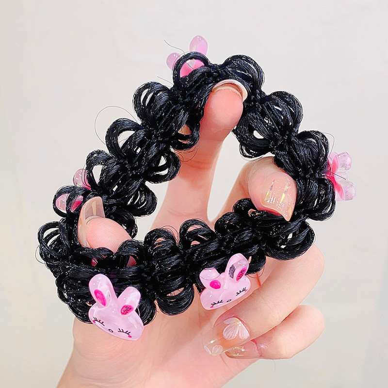 1 pár dievčenských roztomilých kreslených kvetinových ovocných mašličiek s pentagramom, detských vlasových krúžkov s gumičkou, čelenky s láskou a lanom