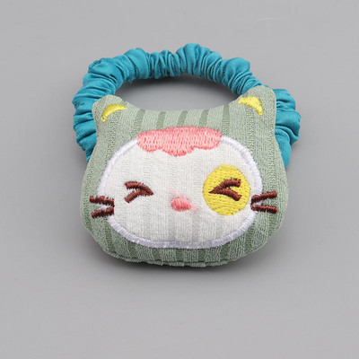 Bandă elastică pentru păr de pisică brodata rafinată și broșă din desene animate Accesorii pentru păr pentru fete drăguțe Parul elastic pentru fete pentru copii