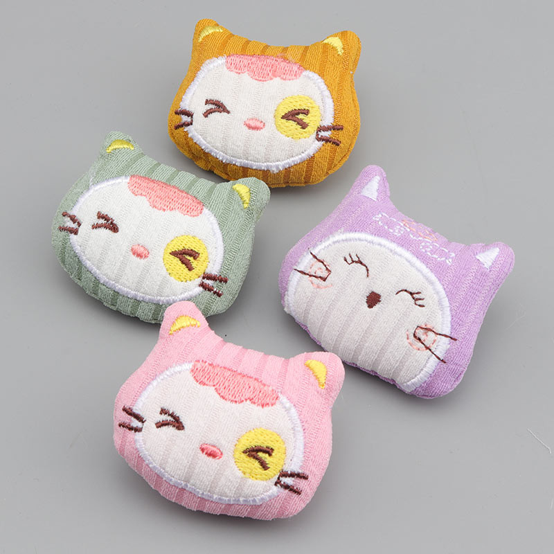 Bandă elastică pentru păr de pisică brodata rafinată și broșă din desene animate Accesorii pentru păr pentru fete drăguțe Parul elastic pentru fete pentru copii