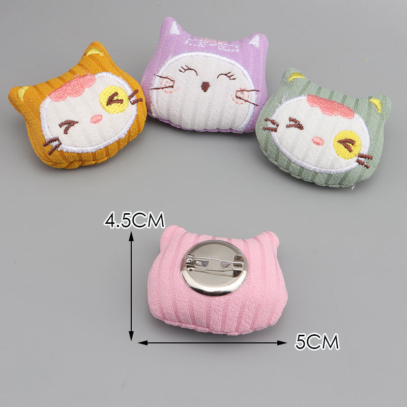 Bandă elastică pentru păr de pisică brodata rafinată și broșă din desene animate Accesorii pentru păr pentru fete drăguțe Parul elastic pentru fete pentru copii