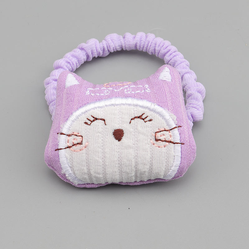 Bandă elastică pentru păr de pisică brodata rafinată și broșă din desene animate Accesorii pentru păr pentru fete drăguțe Parul elastic pentru fete pentru copii