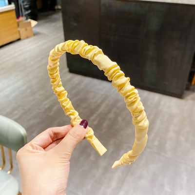 Dámska čelenka Sen is out krémová, sladké saténové záhyby, jednoduchá farba, čelenka do vlasov