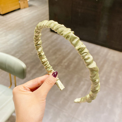 Dámska čelenka Sen is out krémová, sladké saténové záhyby, jednoduchá farba, čelenka do vlasov