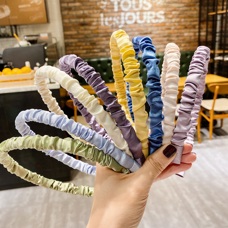 Dámska čelenka Sen is out krémová, sladké saténové záhyby, jednoduchá farba, čelenka do vlasov