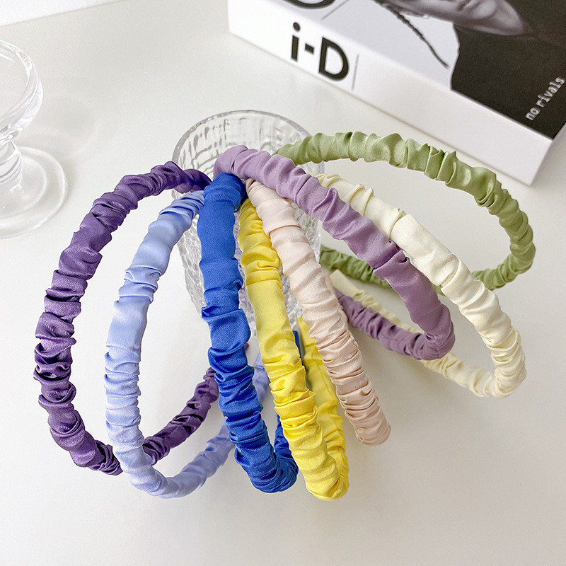 Dámska čelenka Sen is out krémová, sladké saténové záhyby, jednoduchá farba, čelenka do vlasov