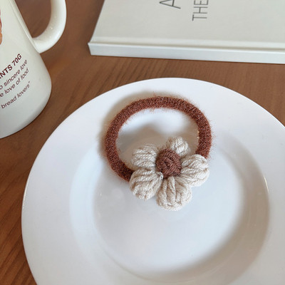 Nova slatka pletena kopča za kosu od cvjetne vune Djevojke Ženske modne elastične užadi za kosu u boji kave Trake za glavu Pokrivala za kosu Dodaci za kosu