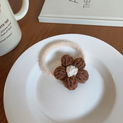 Nova slatka pletena kopča za kosu od cvjetne vune Djevojke Ženske modne elastične užadi za kosu u boji kave Trake za glavu Pokrivala za kosu Dodaci za kosu