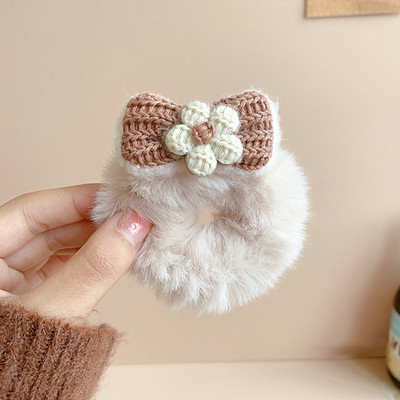 Nova slatka pletena kopča za kosu od cvjetne vune Djevojke Ženske modne elastične užadi za kosu u boji kave Trake za glavu Pokrivala za kosu Dodaci za kosu