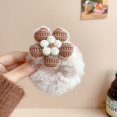 Nova slatka pletena kopča za kosu od cvjetne vune Djevojke Ženske modne elastične užadi za kosu u boji kave Trake za glavu Pokrivala za kosu Dodaci za kosu