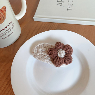 Nova slatka pletena kopča za kosu od cvjetne vune Djevojke Ženske modne elastične užadi za kosu u boji kave Trake za glavu Pokrivala za kosu Dodaci za kosu