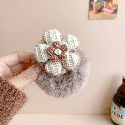 Nova slatka pletena kopča za kosu od cvjetne vune Djevojke Ženske modne elastične užadi za kosu u boji kave Trake za glavu Pokrivala za kosu Dodaci za kosu