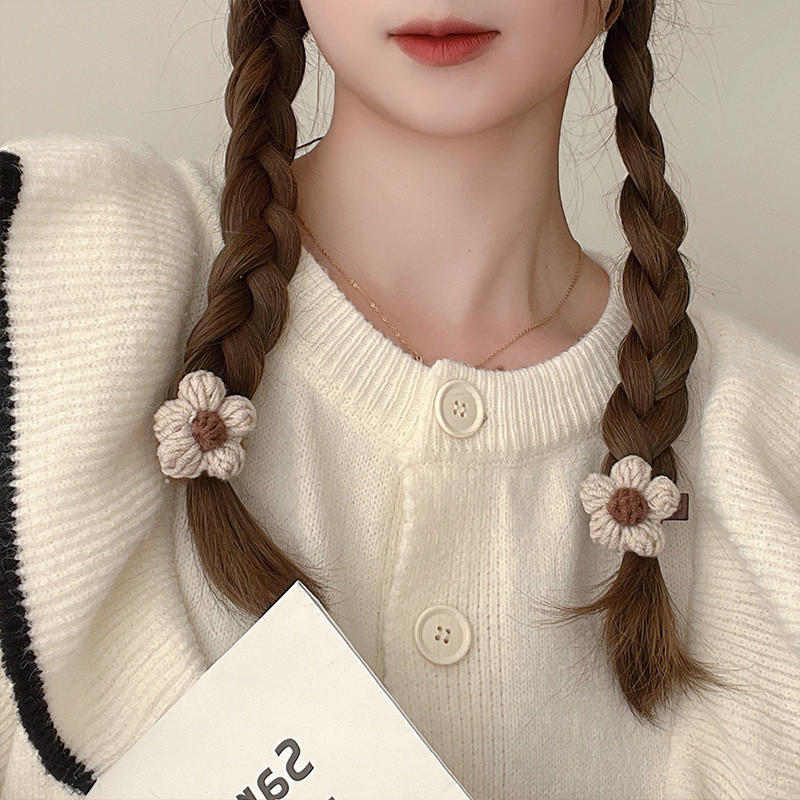 Nova slatka pletena kopča za kosu od cvjetne vune Djevojke Ženske modne elastične užadi za kosu u boji kave Trake za glavu Pokrivala za kosu Dodaci za kosu