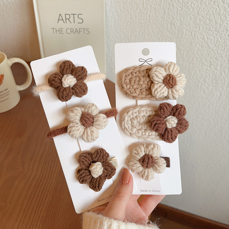 Nova slatka pletena kopča za kosu od cvjetne vune Djevojke Ženske modne elastične užadi za kosu u boji kave Trake za glavu Pokrivala za kosu Dodaci za kosu