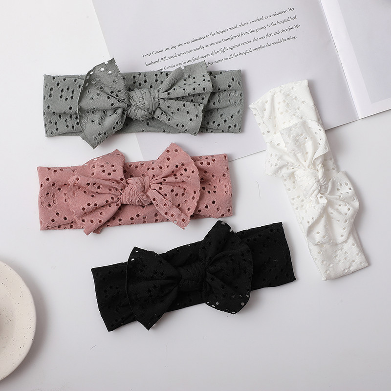 Новородено момиче Лента за глава Лента за коса с лък за новородено Шапки Мека еластична лента за глава с бантик Тюрбан за деца Аксесоари за глава