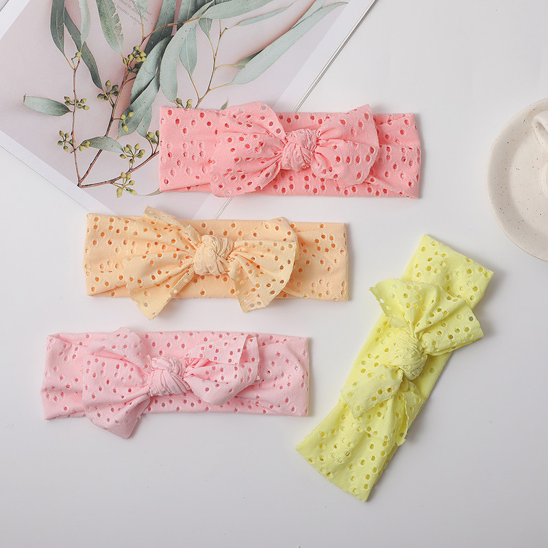 Новородено момиче Лента за глава Лента за коса с лък за новородено Шапки Мека еластична лента за глава с бантик Тюрбан за деца Аксесоари за глава