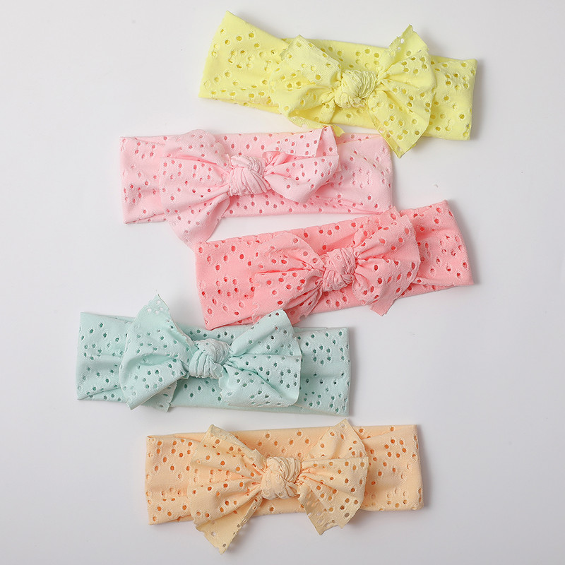 Новородено момиче Лента за глава Лента за коса с лък за новородено Шапки Мека еластична лента за глава с бантик Тюрбан за деца Аксесоари за глава