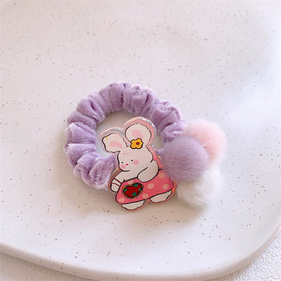 Iarna Nouă Fată Dulci Flanelet Frânghie de păr Moda Coreea Copii Drăguț Desene Animat Iepure Mingea De Păr Intestin Gros Inel Articole pentru Cap