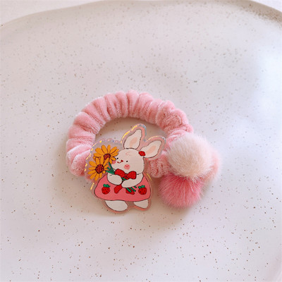 Iarna Nouă Fată Dulci Flanelet Frânghie de păr Moda Coreea Copii Drăguț Desene Animat Iepure Mingea De Păr Intestin Gros Inel Articole pentru Cap