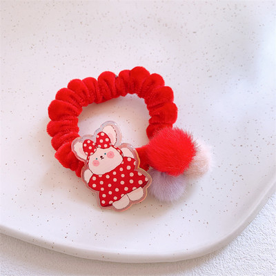 Iarna Nouă Fată Dulci Flanelet Frânghie de păr Moda Coreea Copii Drăguț Desene Animat Iepure Mingea De Păr Intestin Gros Inel Articole pentru Cap