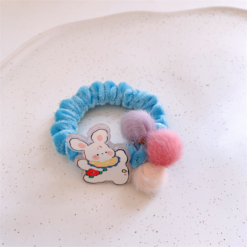 Iarna Nouă Fată Dulci Flanelet Frânghie de păr Moda Coreea Copii Drăguț Desene Animat Iepure Mingea De Păr Intestin Gros Inel Articole pentru Cap