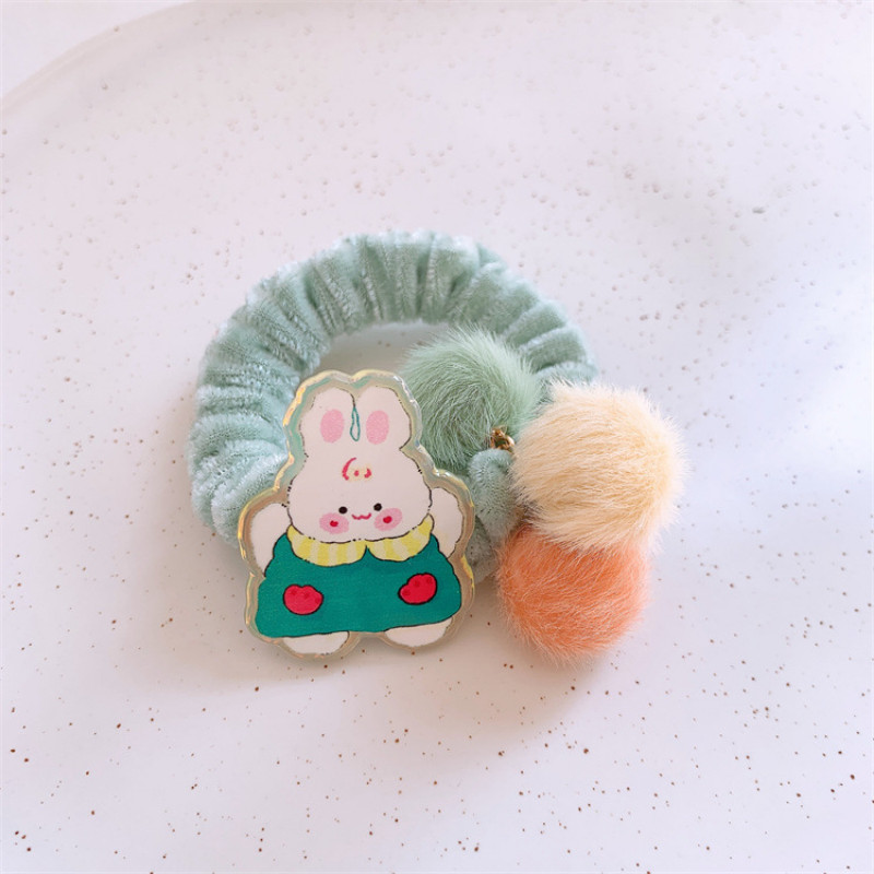 Iarna Nouă Fată Dulci Flanelet Frânghie de păr Moda Coreea Copii Drăguț Desene Animat Iepure Mingea De Păr Intestin Gros Inel Articole pentru Cap