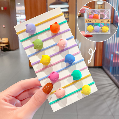 10 buc./cutie ambalat fete drăguț colorat bile inimă iepure scrunchie copii coadă de cal suport elastic pentru păr accesorii de păr la modă