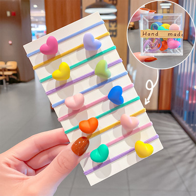 10 buc./cutie ambalat fete drăguț colorat bile inimă iepure scrunchie copii coadă de cal suport elastic pentru păr accesorii de păr la modă