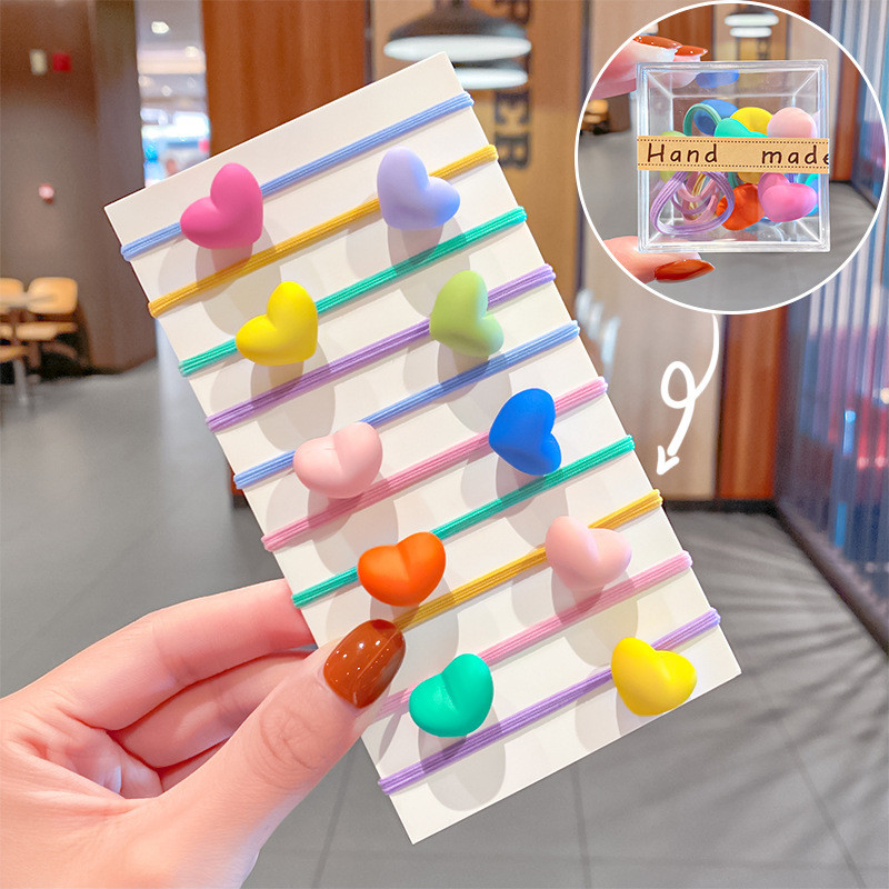 10 buc./cutie ambalat fete drăguț colorat bile inimă iepure scrunchie copii coadă de cal suport elastic pentru păr accesorii de păr la modă