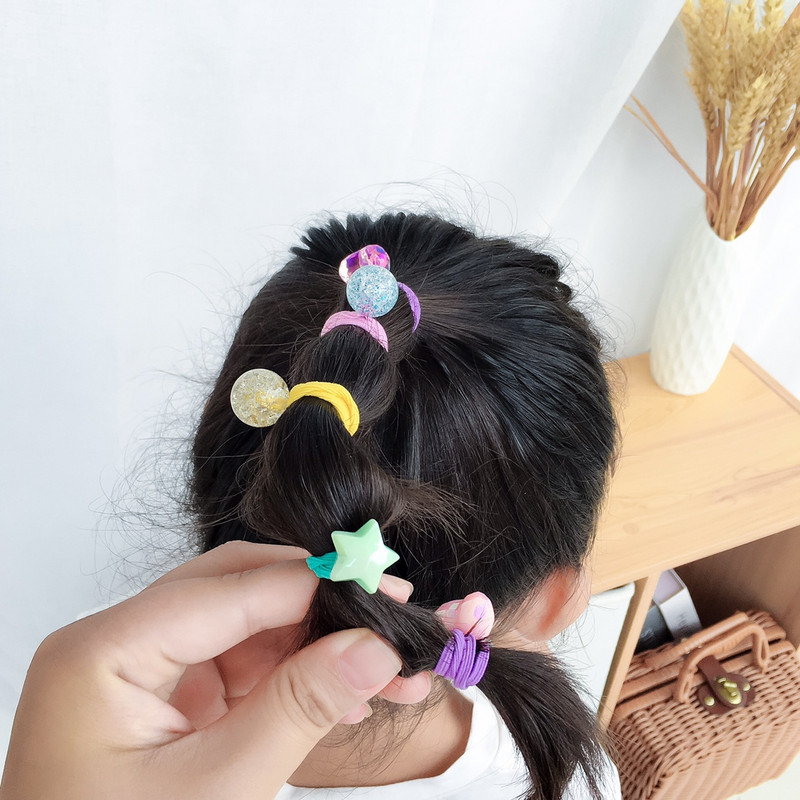 10 buc./cutie ambalat fete drăguț colorat bile inimă iepure scrunchie copii coadă de cal suport elastic pentru păr accesorii de păr la modă