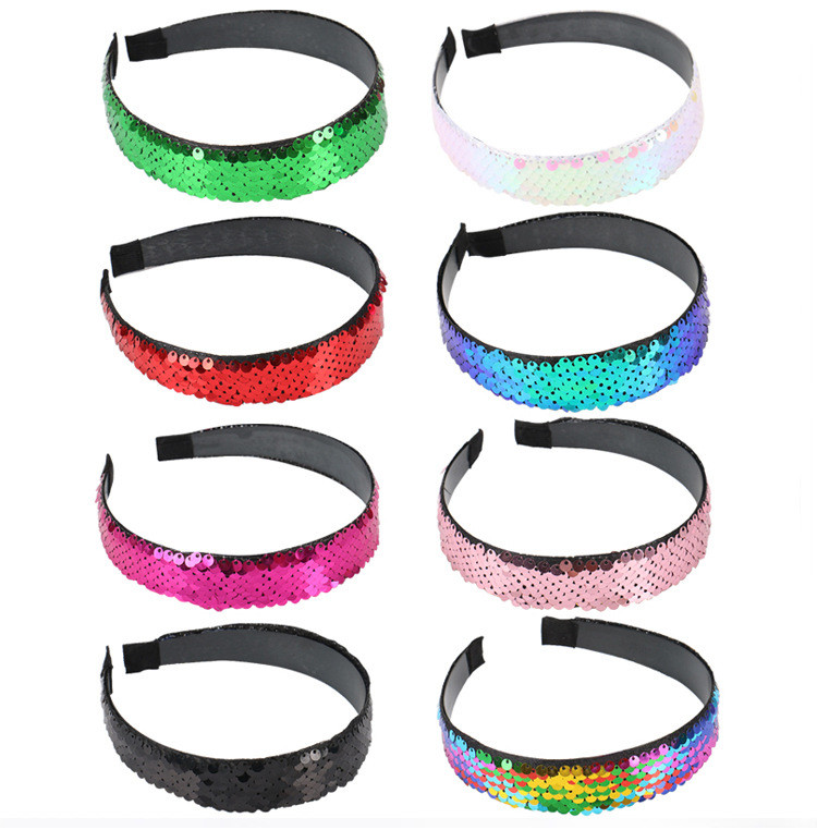 Nové európske a americké obojstranné flitrované 2,5 cm morská panna vlásenka čelenka vlasová páska roztomilé dievčenské vlasové doplnky