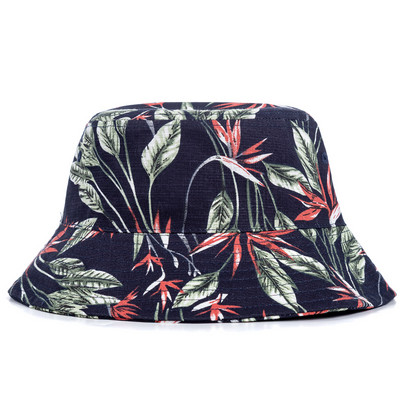 Pălării de găleată la modă nouă, șapcă de vară cu imprimare cu flori de bumbac, pentru femei, îmbrăcăminte de stradă în aer liber, pălărie de soare, șapcă Panama pentru femei