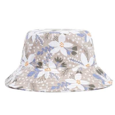 Pălării de găleată la modă nouă, șapcă de vară cu imprimare cu flori de bumbac, pentru femei, îmbrăcăminte de stradă în aer liber, pălărie de soare, șapcă Panama pentru femei