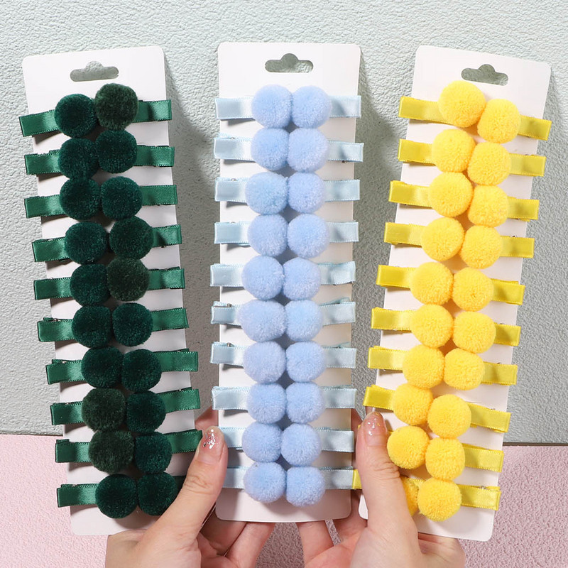 20ks/sada sponiek do vlasov s brmbolcami, krásne kožušinové sponky do vlasov, sada pre dievčatká, detské módne plesové roztomilé sponky do vlasov, doplnky