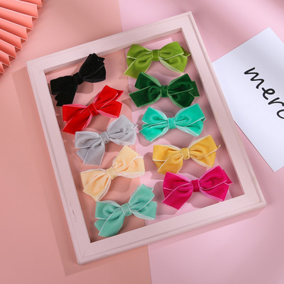 Baby Girls Velvet Hair Clips For Girls Bows Hair Band Women Bowknot Barrette Kids Toddler New Year`s Accessories 2020 Hairpins