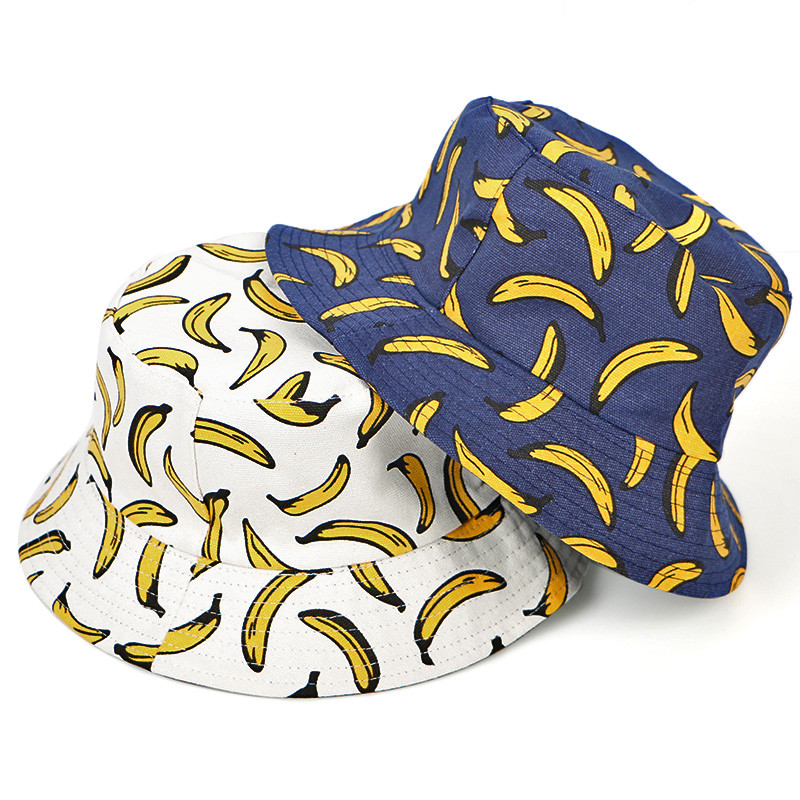 2022. tavaszi nyári kalap Női Férfi Napfénykalap Megfordítható banán ananász tervező bob chapeau Femme Panama Cap halászkalapok