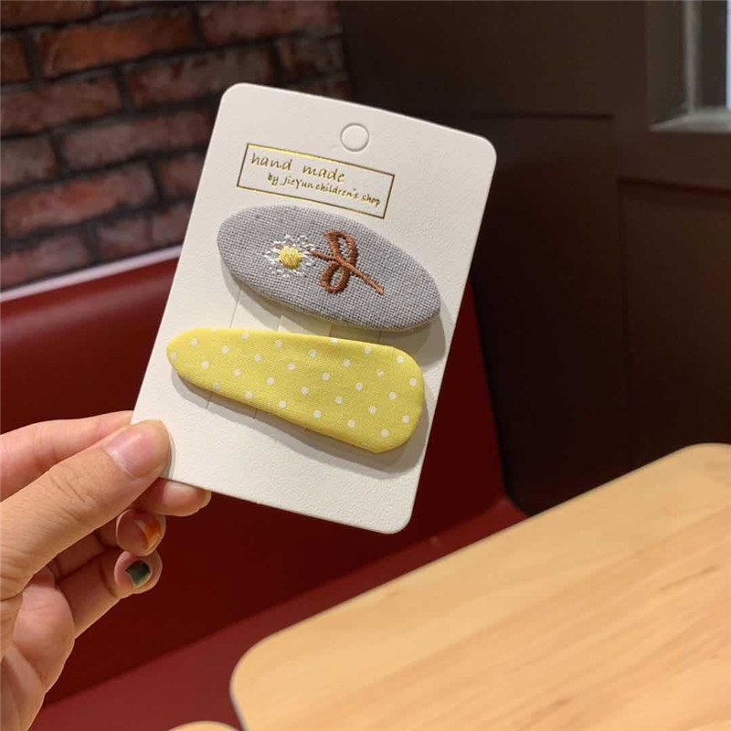 Korėjietiškas audinio vienspalvių plaukų segtukų siuvinėjimo augalas daugiapusis plaukų segtukas, trikampis taškinis plaukų aksesuaras